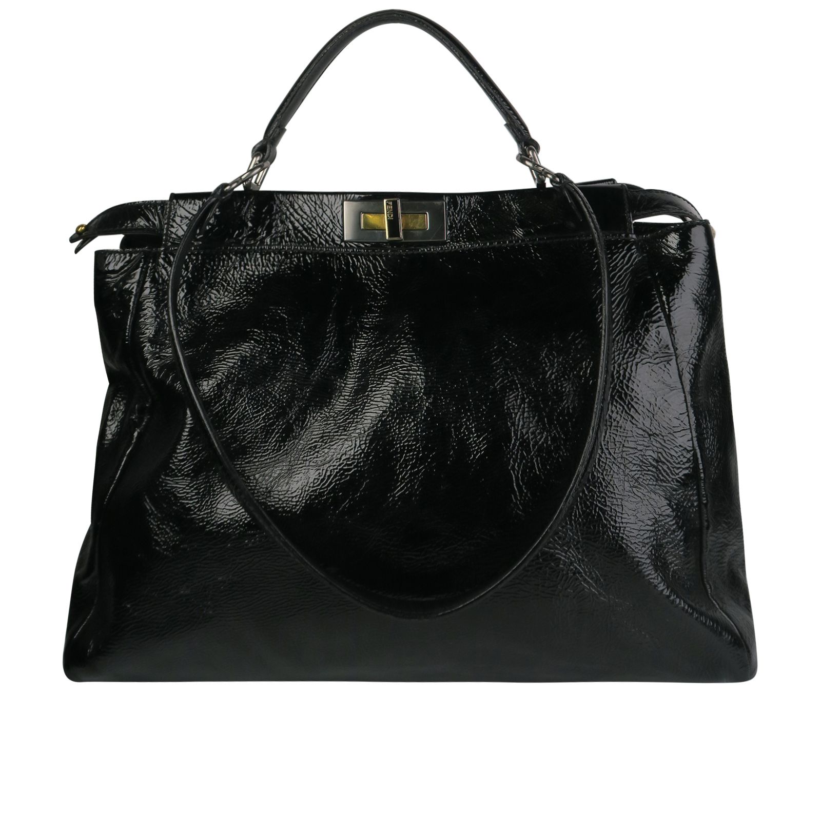 Fendi black clearance patent leather bag